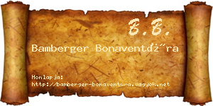 Bamberger Bonaventúra névjegykártya